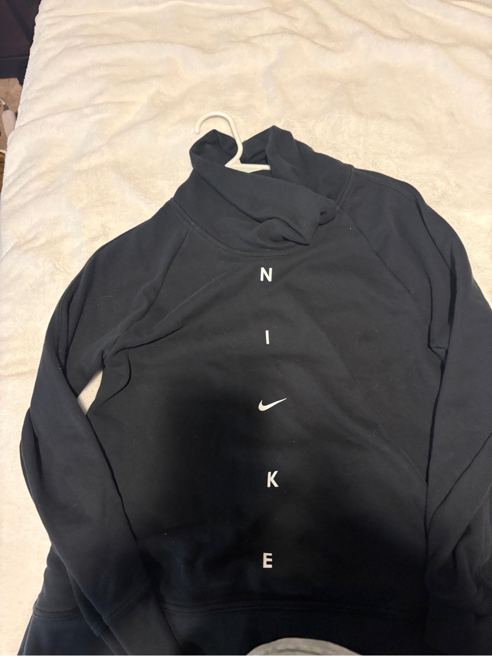 Nike Black Hoodie with Vertical White Logo